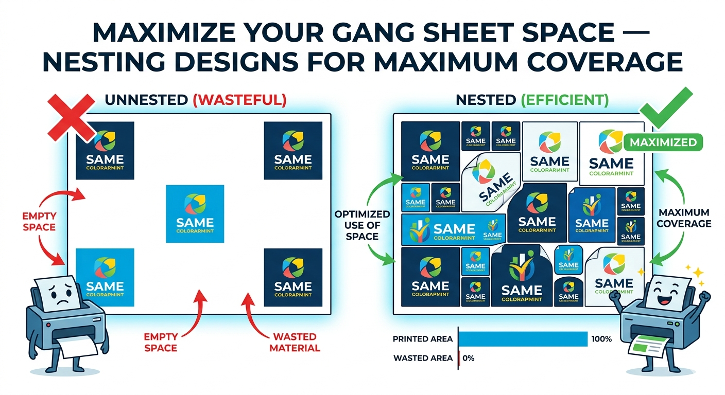 How to Maximize Your Gang Sheet Space — Nesting Designs for Maximum Coverage