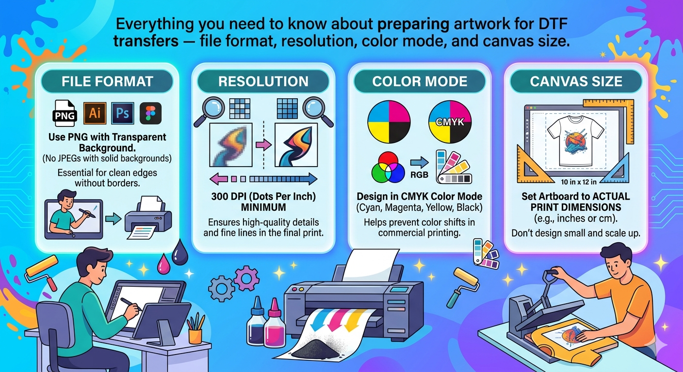 DTF Transfer File Requirements: PNG, Resolution & Size Guide