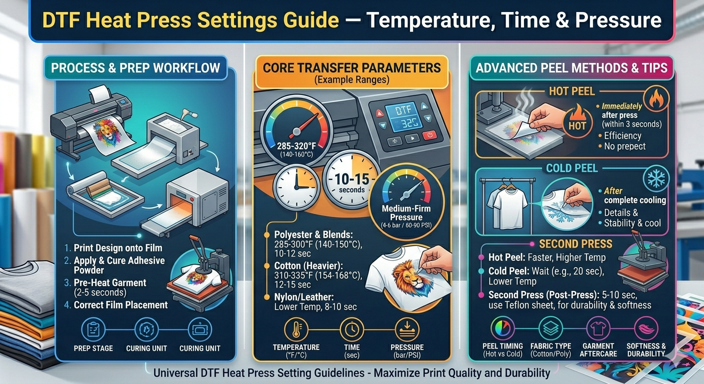 DTF Heat Press Settings Guide — Temperature, Time & Pressure